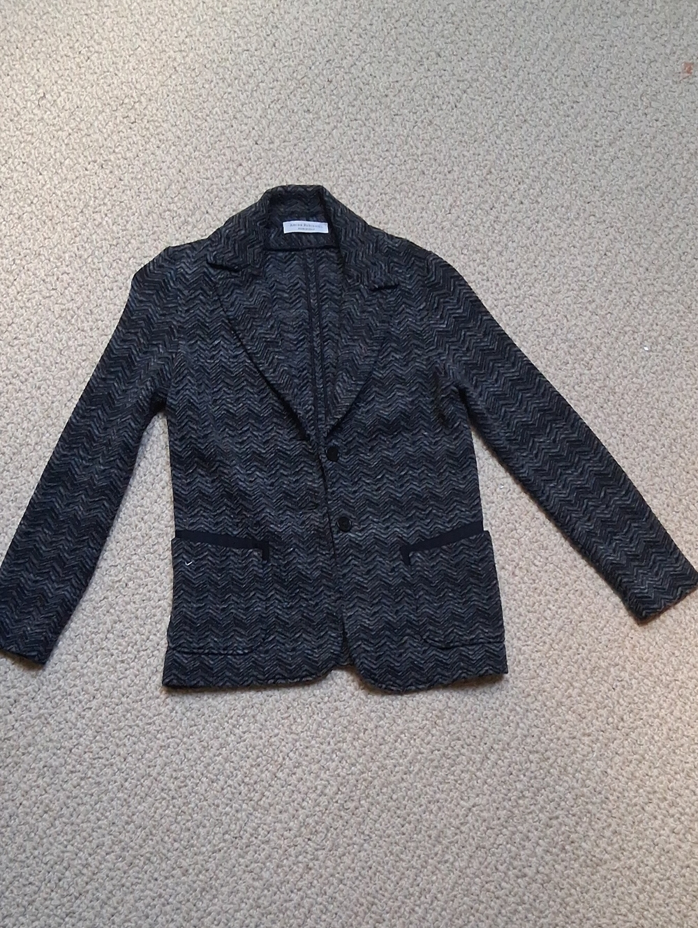 Amina Rubinacci Knit Black Blazer Jacket with Notch Lapel
